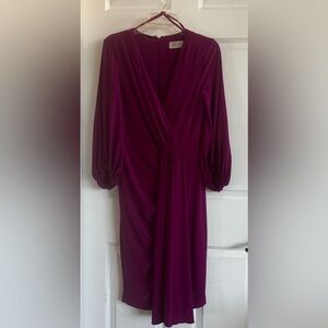 Eliza J Women’s Magenta 3/4 Sleeve, Wrap Dress. Size 6. Back zipper enclosure